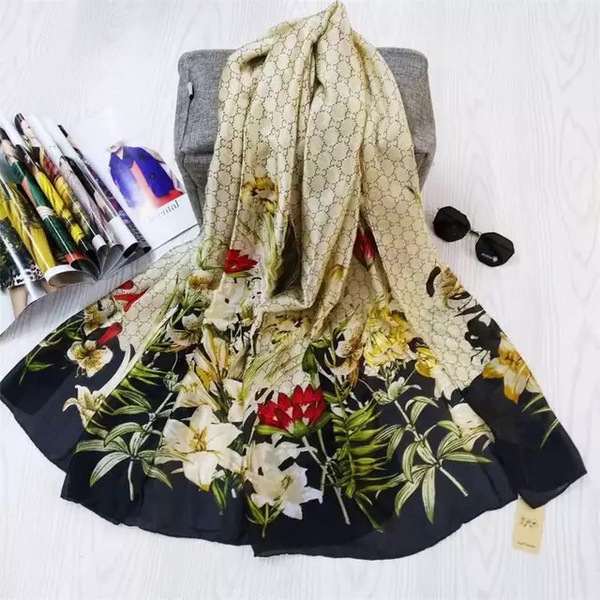 Maryam's Essential Stunning Silk Satin Printed Shawl/Hijab