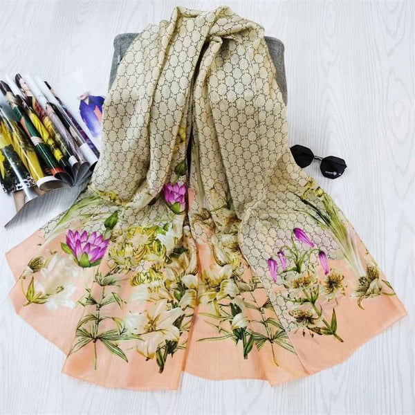 Maryam's Essential Stunning Silk Satin Printed Shawl/Hijab