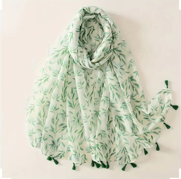 Maryam's Essential Floral Printed Polyester Tassels Hijab