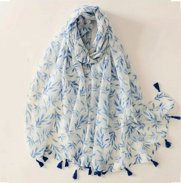 Maryam's Essential Floral Printed Polyester Tassels Hijab