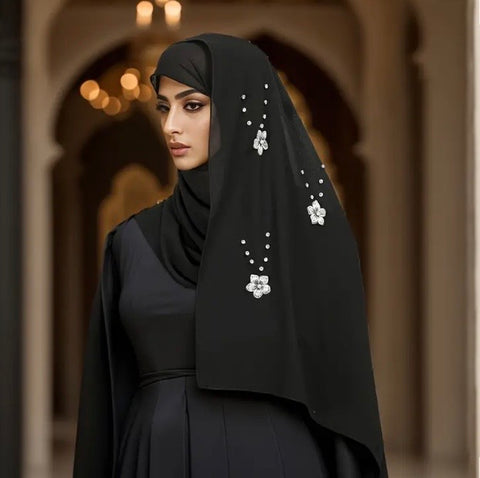 Maryam's Essential Diamanté Flower Chiffon Hijabs/Wraps