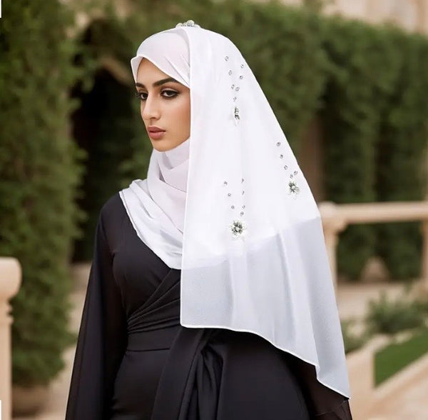 Maryam's Essential Diamanté Flower Chiffon Hijabs/Wraps