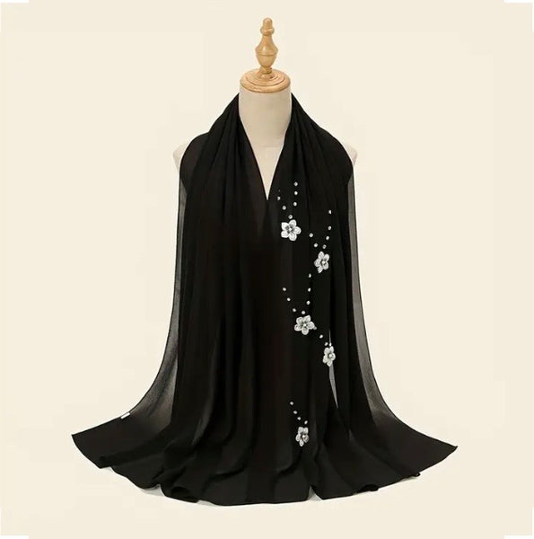 Maryam's Essential Diamanté Flower Chiffon Hijabs/Wraps