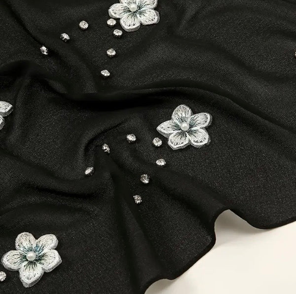 Maryam's Essential Diamanté Flower Chiffon Hijabs/Wraps