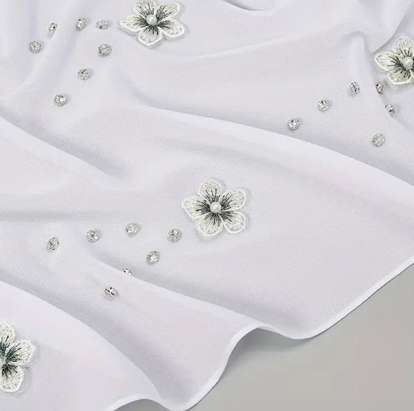 Maryam's Essential Diamanté Flower Chiffon Hijabs/Wraps