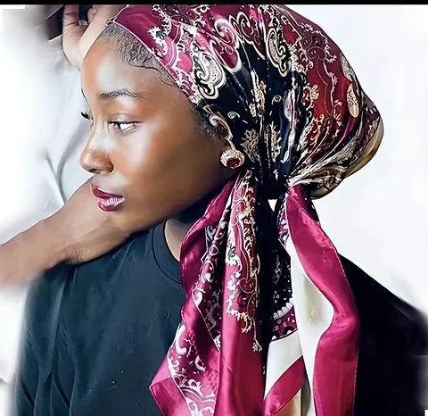 Maryam’s Essential Diamond Style Paisley Print Silk Satin Hijab