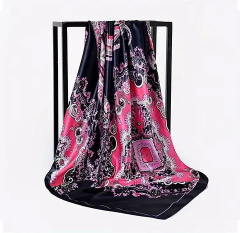 Maryam’s Essential Diamond Style Paisley Print Silk Satin Hijab
