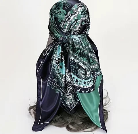 Maryam’s Essential Diamond Style Paisley Print Silk Satin Hijab