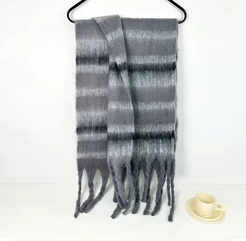 Maryam’s Essential Large Plaid Mohair Chunky Cashmere Scarf