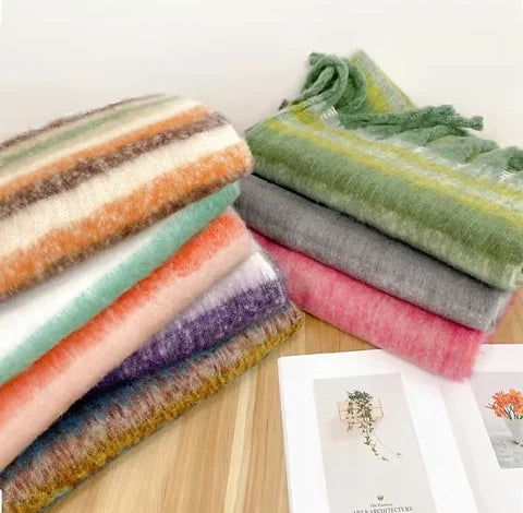 Maryam’s Essential Large Plaid Mohair Chunky Cashmere Scarf