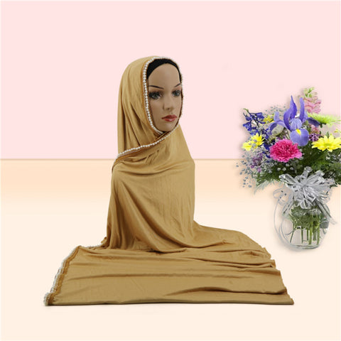 Maryam's Diamond Style Premium Pearls Chain Jersey Hijab/Shawl