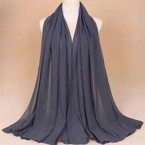 Maryam's Diamond Style Plain Chiffon Hijab with Silver Dot Hijab