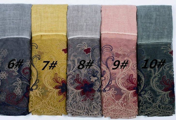 Maryam's Diamond Style Plain Cotton Lace Edge Hijab