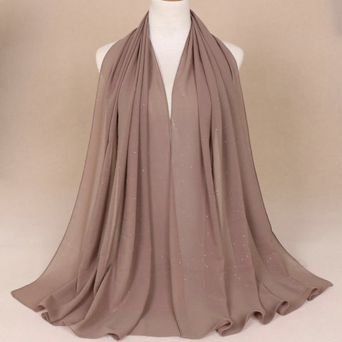 Maryam's Diamond Style Plain Chiffon Hijab with Silver Dot Hijab