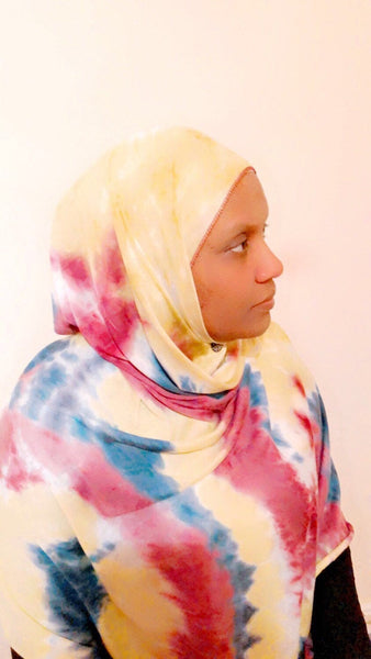 Maryam's Diamond Style Unique Tie - Dye Stretchy  Hijab