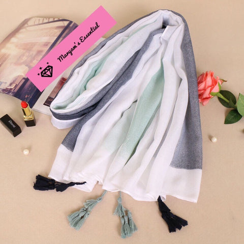Maryam’s Diamond Style Gradual Colour Tassels Soft Cotton Hijab