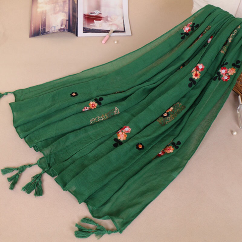 Maryam's Diamond Style Latest Gradual Colour Tassels Soft Cotton Hijab