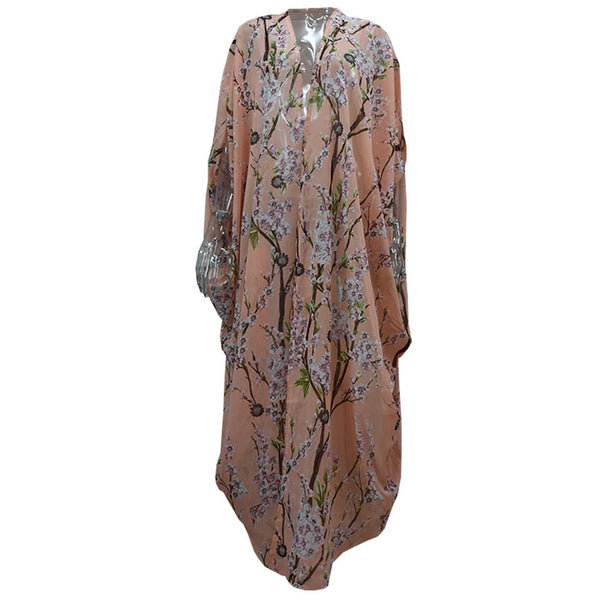 Maryam's Diamond Style Floral Print Blossom Asymmetrical Abaya