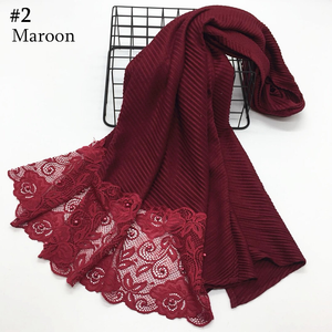 Maryam's Diamond Style Plain Cotton Viscose Lace Edge Wrinkle with Pearls Hijab