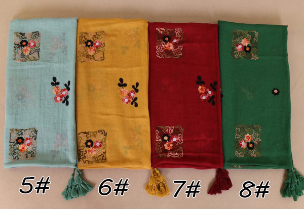 Maryam's Diamond Style Latest Gradual Colour Tassels Soft Cotton Hijab