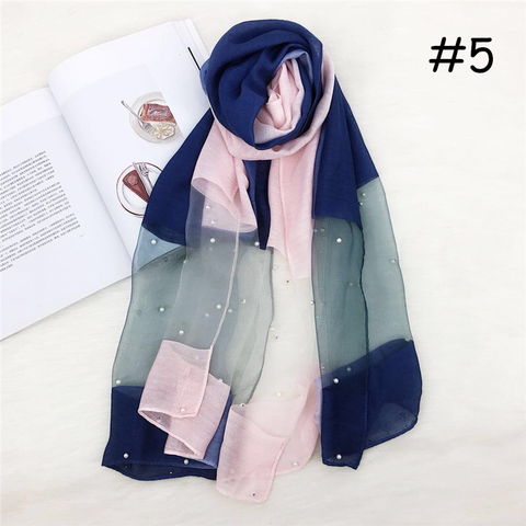 Maryam's Diamond Style Ombre Stunning Organza Shawls with Pearls Hijab