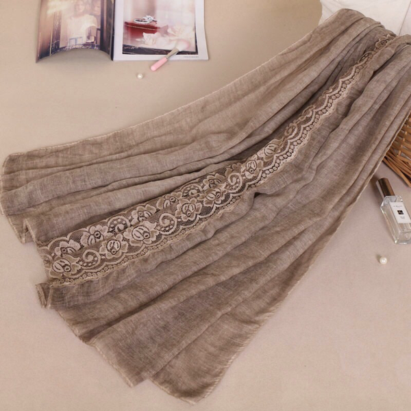 Maryam's Diamond Style Plain Cotton Lace Edge Hijab