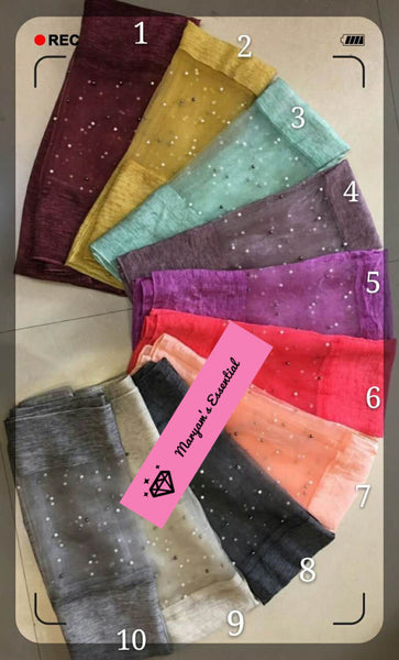 Maryam's Diamond Style Organza Pearl Soft Hijab/Shawl