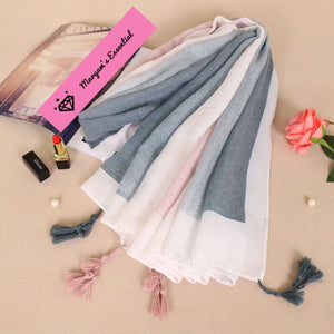Maryam’s Diamond Style Gradual Colour Tassels Soft Cotton Hijab