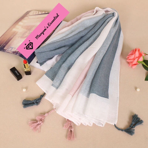 Maryam’s Diamond Style Gradual Colour Tassels Soft Cotton Hijab