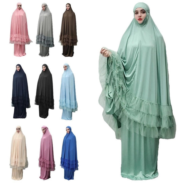 Maryam's Diamond Style Two Piece Jilbab Khimar with Skirt Set