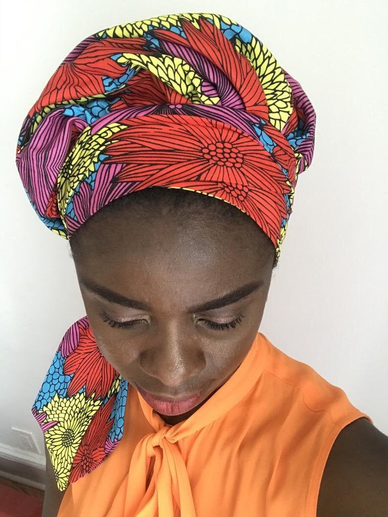 Maryam’s Diamond Style African Print Ankara Silk Satin Linen Wrap Up Cap