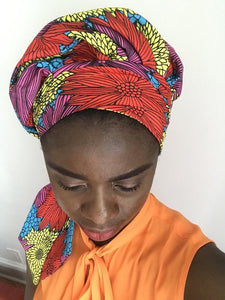 Maryam’s Diamond Style African Print Ankara Silk Satin Linen Wrap Up Cap