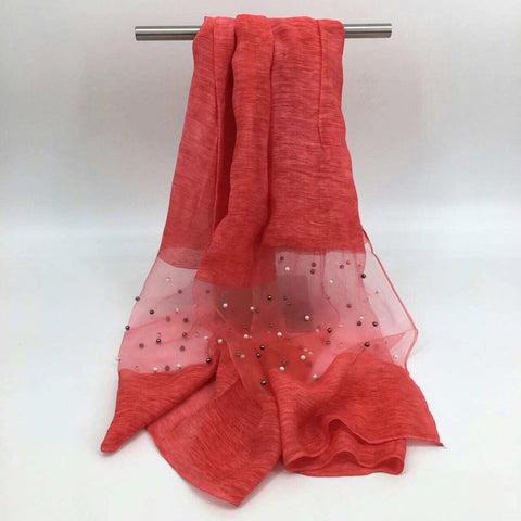 Maryam's Diamond Style Organza Pearl Soft Hijab/Shawl