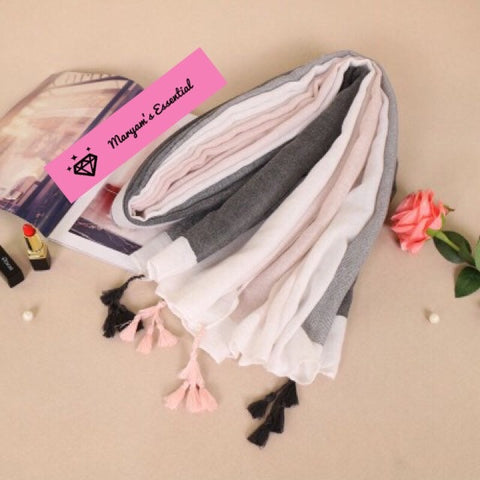 Maryam’s Diamond Style Gradual Colour Tassels Soft Cotton Hijab