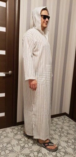 Maryam’s Diamond Style Men’s Hooded Ethnic Loose Striped Robe