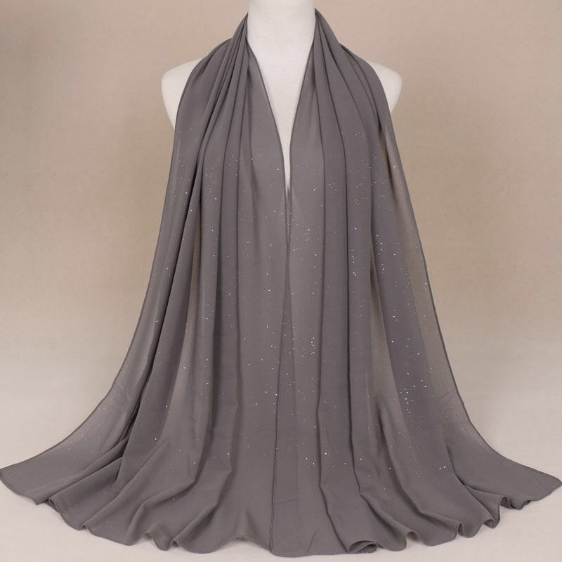 Maryam's Diamond Style Plain Chiffon Hijab with Silver Dot Hijab