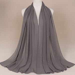 Maryam's Diamond Style Plain Chiffon Hijab with Silver Dot Hijab