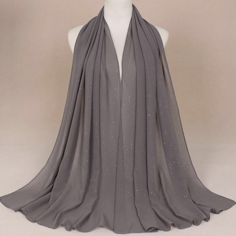 Maryam's Diamond Style Plain Chiffon Hijab with Silver Dot Hijab