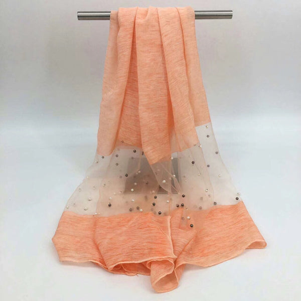 Maryam's Diamond Style Organza Pearl Soft Hijab/Shawl