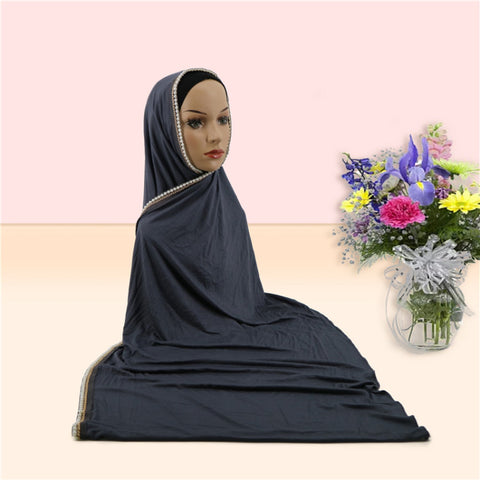 Maryam's Diamond Style Premium Pearls Chain Jersey Hijab/Shawl