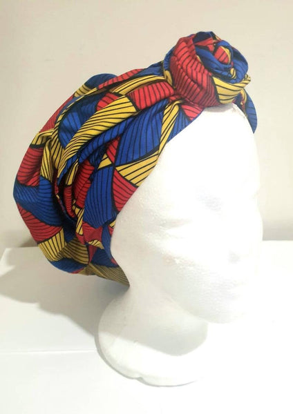 Maryam’s Diamond Style African Print Ankara Silk Satin Linen Wrap Up Cap