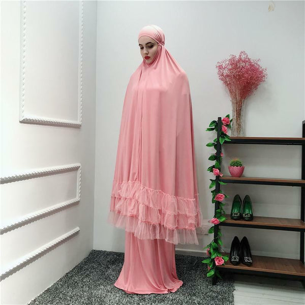 Maryam's Diamond Style Two Piece Jilbab Khimar with Skirt Set