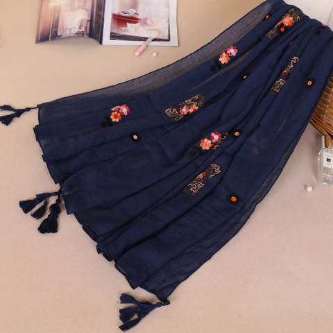 Maryam's Diamond Style Latest Gradual Colour Tassels Soft Cotton Hijab