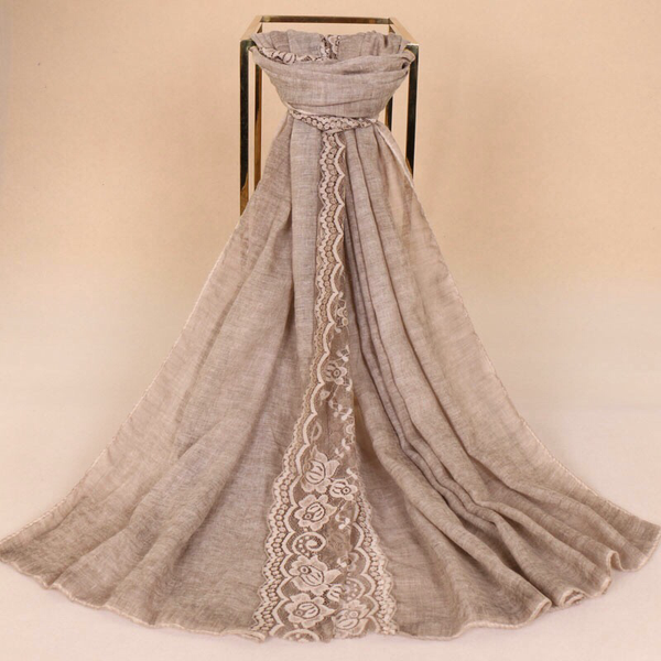Maryam's Diamond Style Plain Cotton Lace Edge Hijab