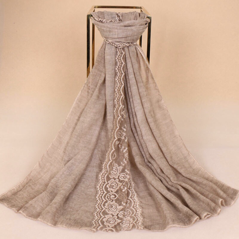 Maryam's Diamond Style Plain Cotton Lace Edge Hijab