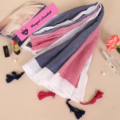 Maryam’s Diamond Style Gradual Colour Tassels Soft Cotton Hijab