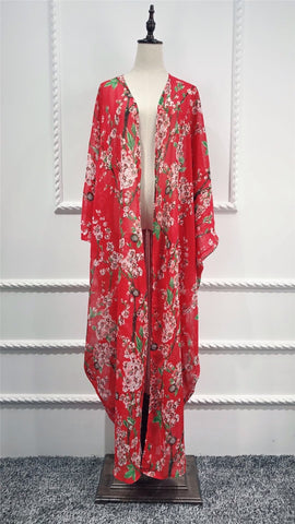 Maryam's Diamond Style Floral Print Blossom Asymmetrical Abaya