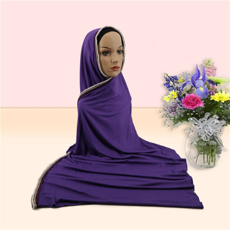 Maryam's Diamond Style Premium Pearls Chain Jersey Hijab/Shawl