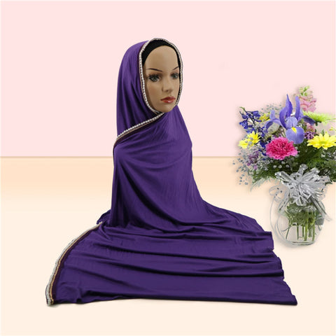 Maryam's Diamond Style Premium Pearls Chain Jersey Hijab/Shawl