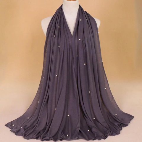 Maryam's Diamond Style Premium Jersey with Pearls Hijab/Shawl